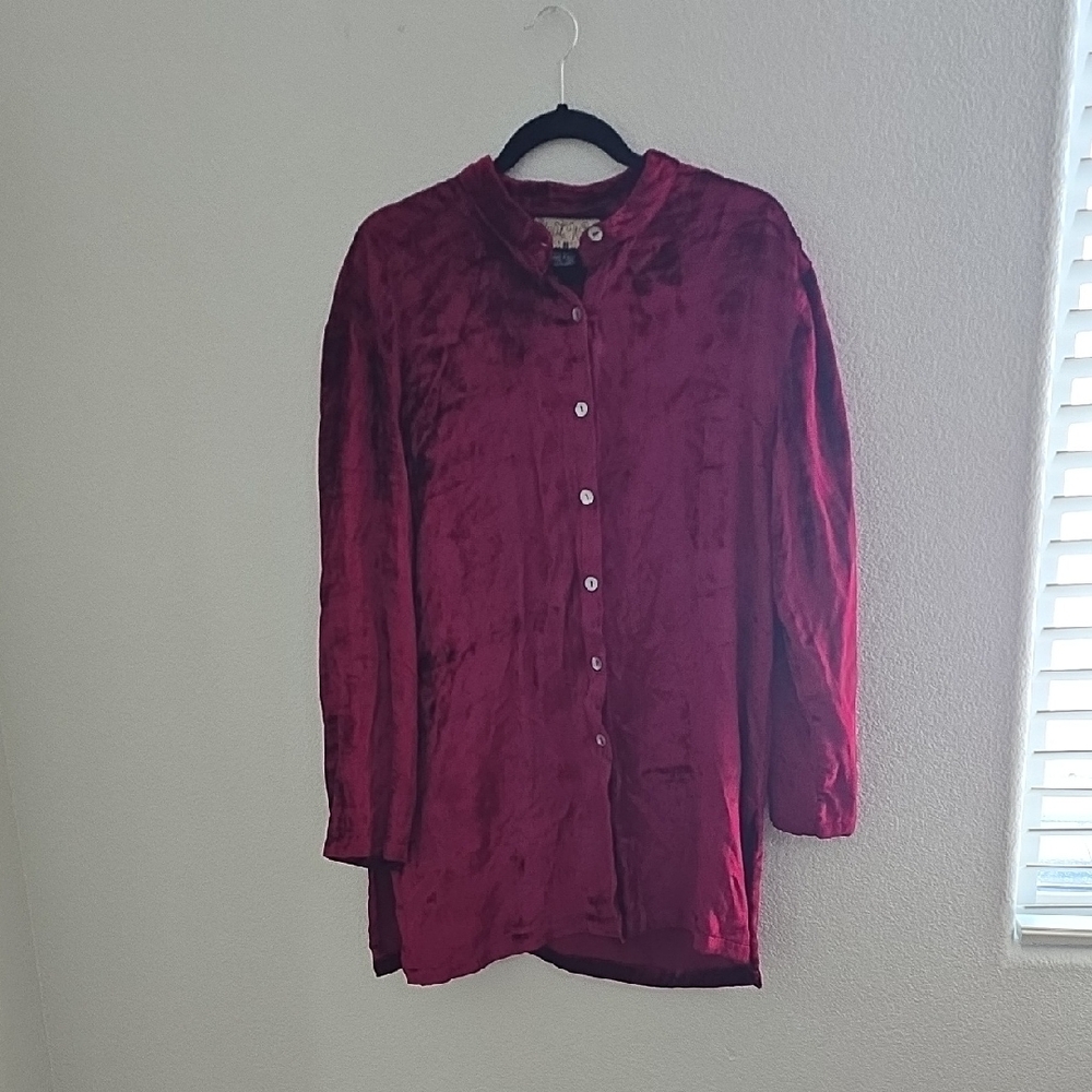 Vintage 90s Carole Little Deep Red Street Wear Shirt